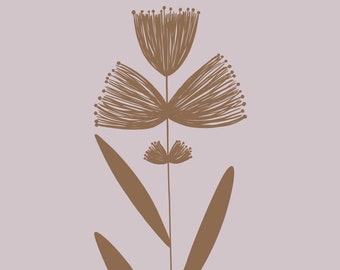 Brown primitive floral digital art