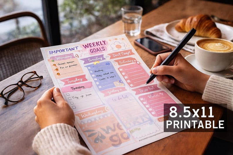 Weekly Planner /Cozy Page/Busy Mom Planner/PDF Printable/Instant Download image 6
