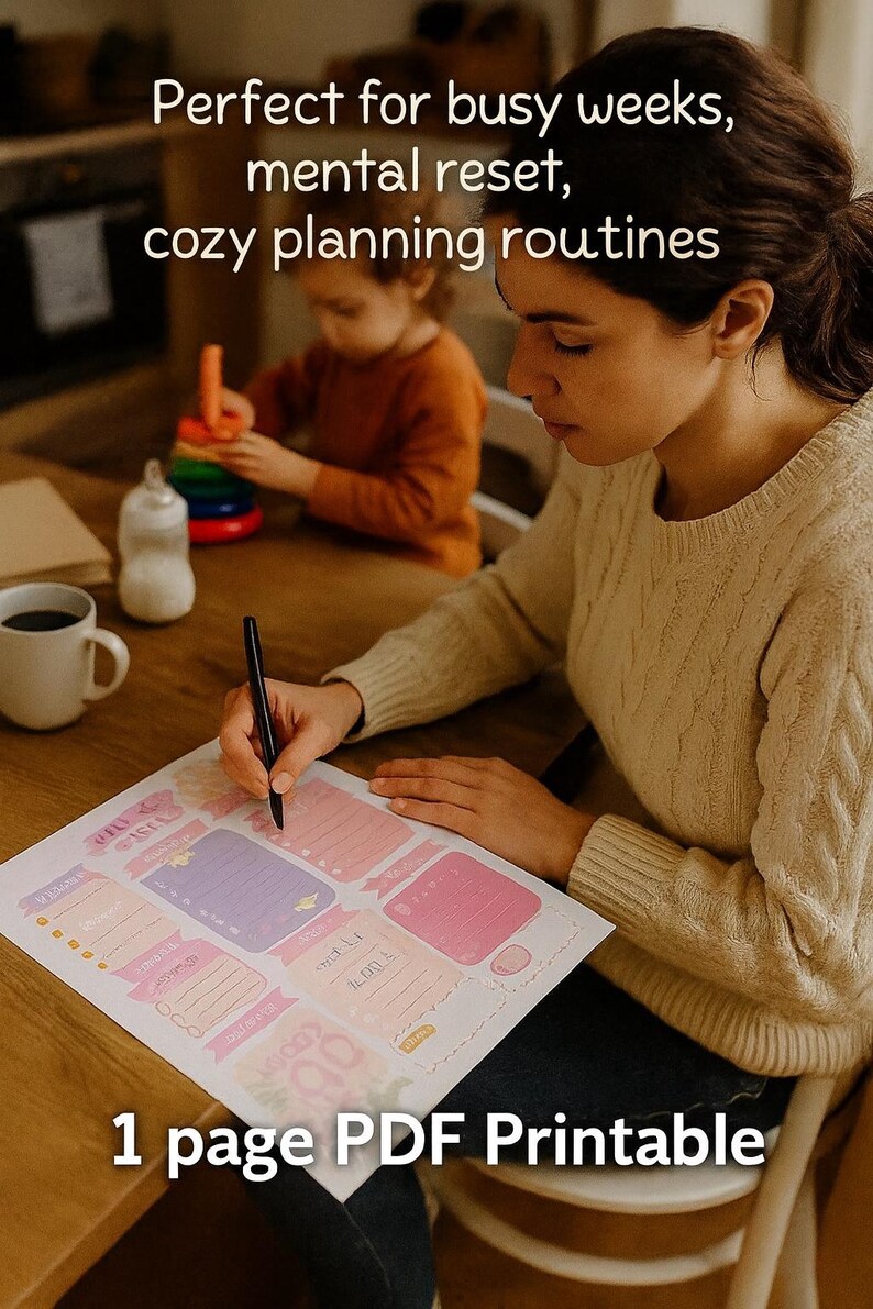 Weekly Planner /Cozy Page/Busy Mom Planner/PDF Printable/Instant Download image 7