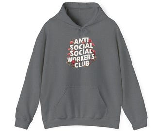 Sudadera unisex acogedora con capucha del Club de Trabajadores Sociales Antisociales con diseño floral