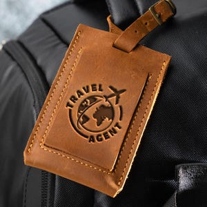 Personalized Leather Luggage Tag: Laser Engraved Travel Gift