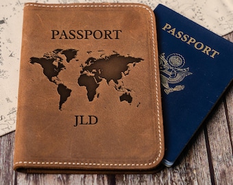 Personalized Leather Passport Holder: Custom Engraved Travel Wallet