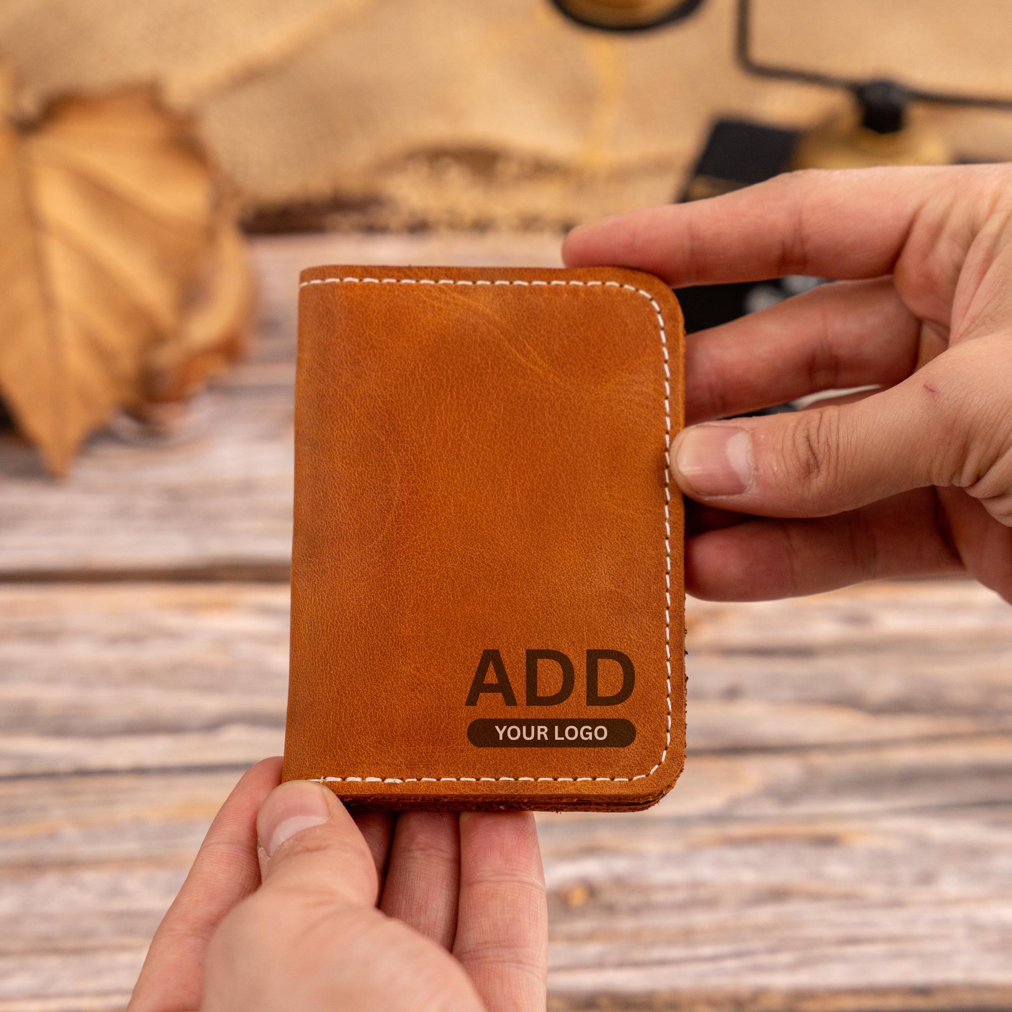 Custom Slim Leather Wallet, Personalized Logo Card Holder, RFID ...