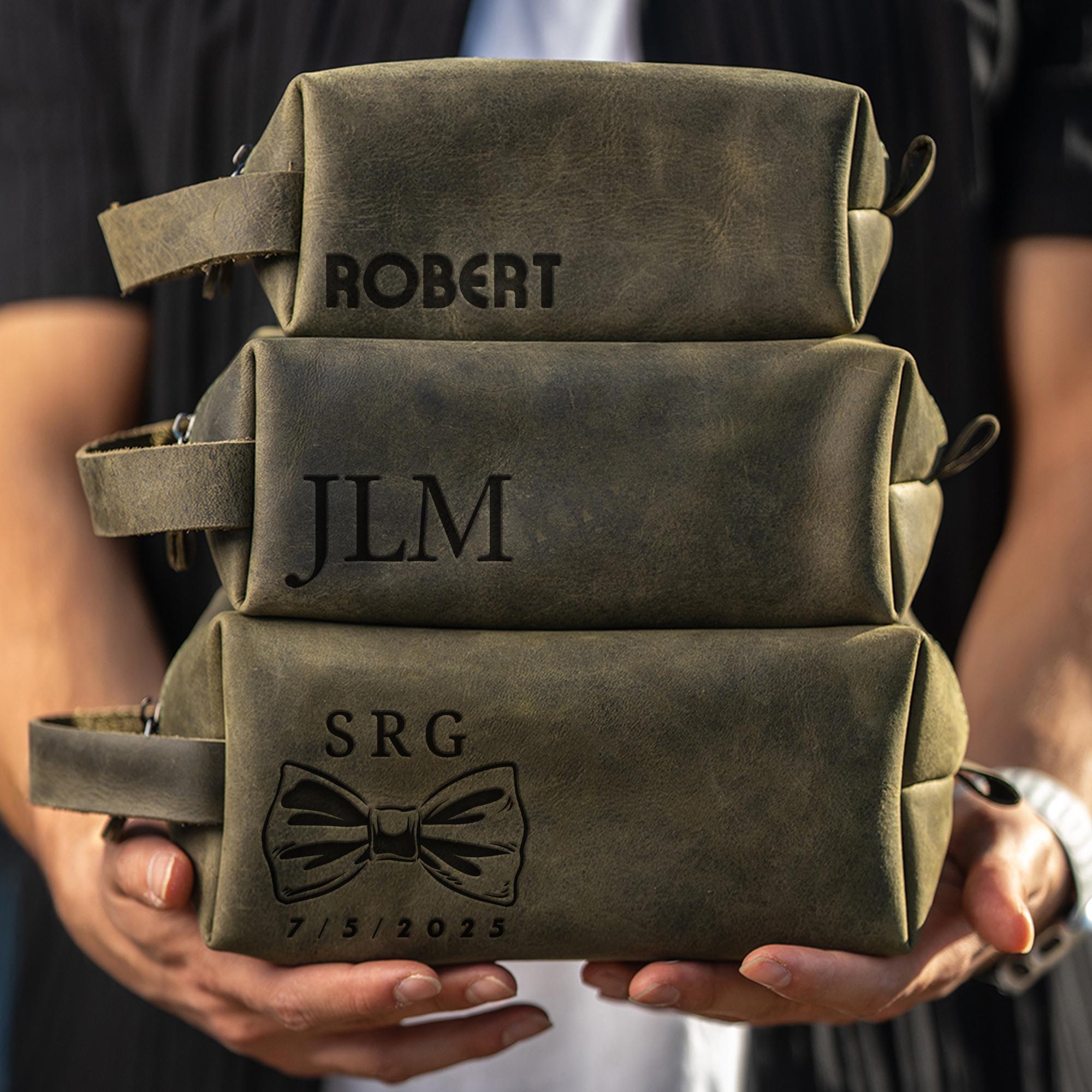 Personalized Leather Dopp Kit, Engraved Rustic Travel Toiletry Bag - Etsy