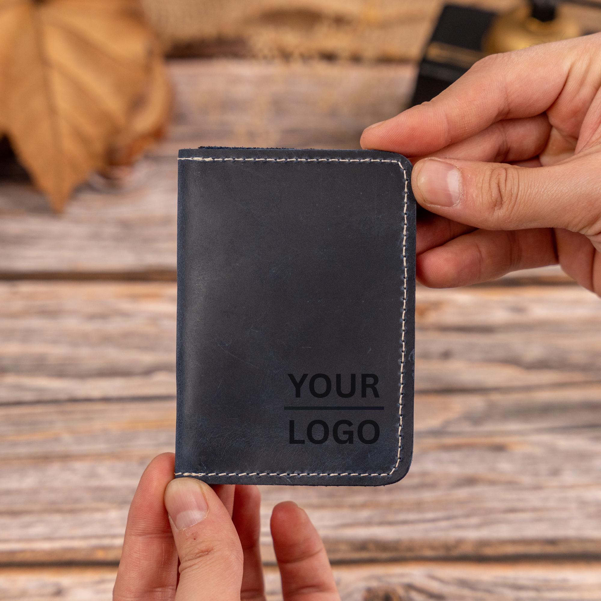 Custom Slim Leather Wallet, Personalized Logo Card Holder, RFID ...