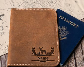 Personalized Leather Passport Cover: Laser Engraved Travel Wallet Gift