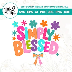 Simply Blessed Coquette PNG, Retro Christian Faith Sublimation Design, Pink Bow Bible Verse Graphic,Bible Verse Png, Bow Png, Pink Coquette