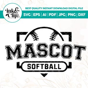 Custom Mascot Name Softball Png, Softball Team Logo, Softball Team Svg, Png,Sublimation Designs Downloads, PNG File,cricut files