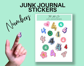 Number Four Sticker Sheets Printable Cricut Print and Cut A-Z Letter Stickers for Junk Journaling, Scrapbooking & Planners Digital Sticker