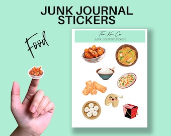 Chinese Food Sticker Sheet for Junk Journaling Printable Cricut Print and Cut File, Aesthetic DIY Journal Sticker