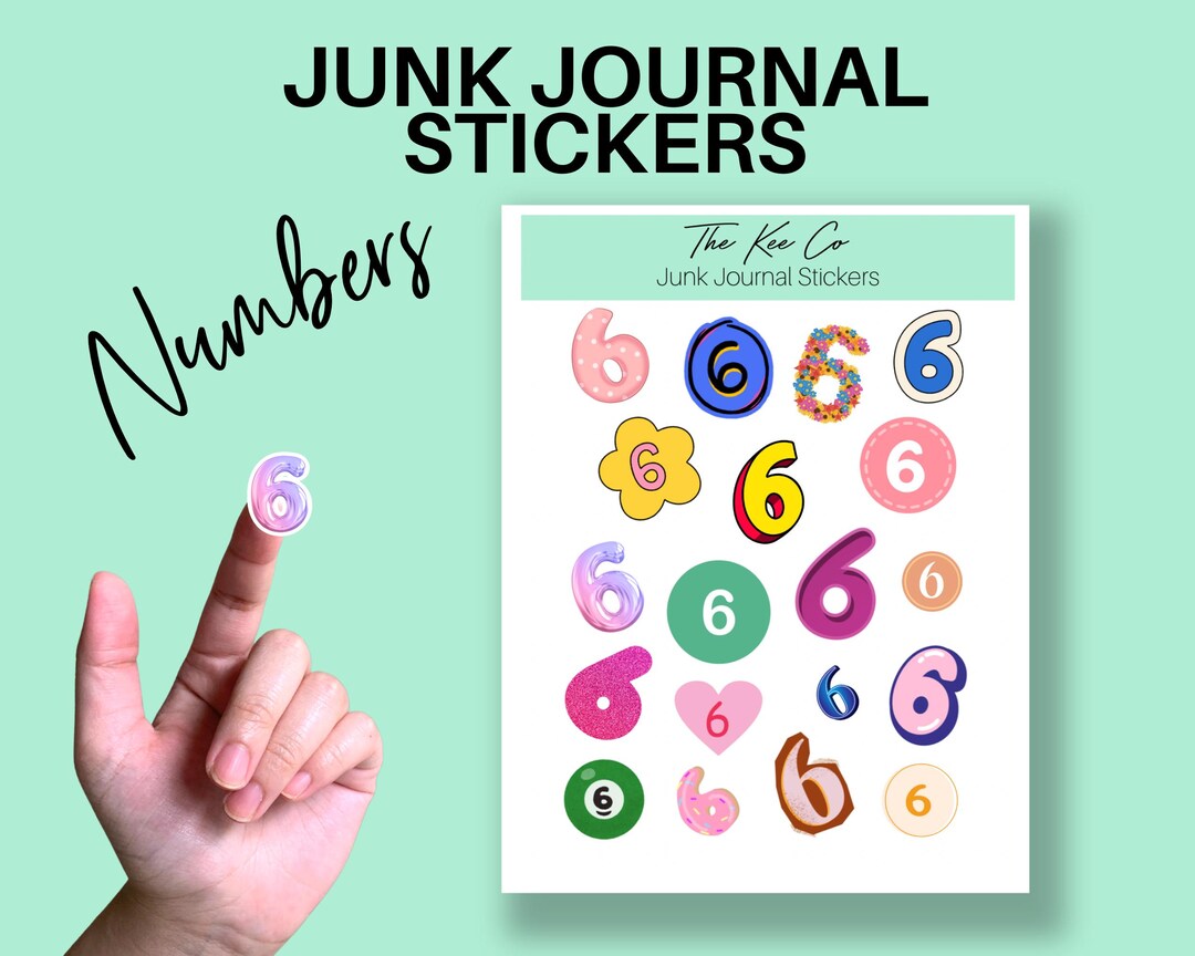 Number 6 Sticker Note Number Six Sticker Sheets Printable Cricut Print and Cut A-Z Letter ...