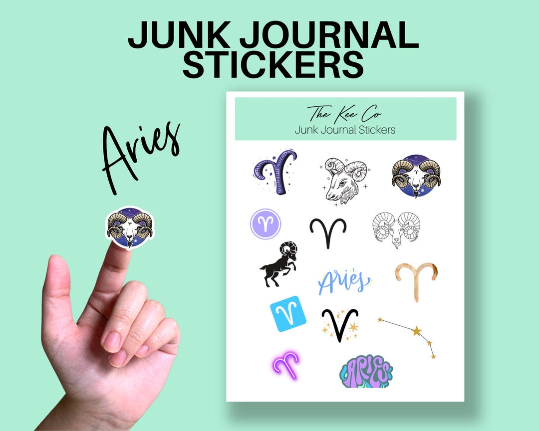Aries Zodiac Sign Sticker Sheet Printable Cricut Print and Cut ...