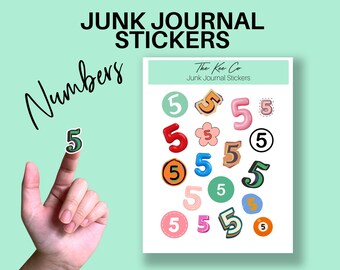 Number Five Sticker Sheets Printable Cricut Print and Cut A-Z Letter Stickers for Junk Journaling, Scrapbooking & Planners Digital Sticker