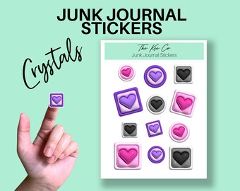 Pink Hearts Printable Cricut Print and Cut Stickers for Junk Journaling, Scrapbooking & Planners Digital Sticker Download