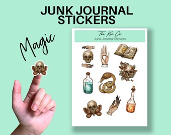 Moth Magic Printable Cricut Print and Cut Stickers for Junk Journaling, Scrapbooking & Planners Digital Sticker Download