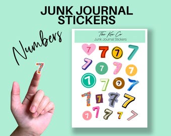 Number Seven Sticker Sheets Printable Cricut Print and Cut A-Z Letter Stickers for Junk Journaling, Scrapbooking & Planners Digital Sticker