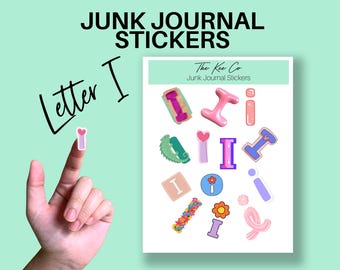 I Alphabet Sticker Sheets Printable Cricut Print and Cut A-Z Letter Stickers for Junk Journaling, Scrapbooking & Planners Digital Sticker