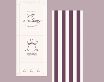 Trendy Matchbook Favor Template Digital | Unique Gift, Personalized for Wedding, Romantic Script Hand Drawn Illustrations Customizable
