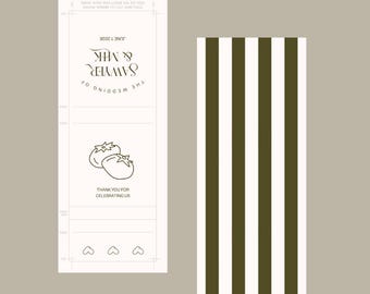 Trendy Matchbook Favor Template Digital | Unique Gift, Personalized Matchbox for Wedding, Tomato Hand Drawn Illustrations Customizable