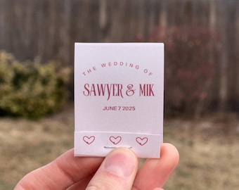 Trendy Matchbook Favor Template Digital | Unique Gift, Personalized Matchbox for Wedding, Tomato Hand Drawn Illustrations Customizable