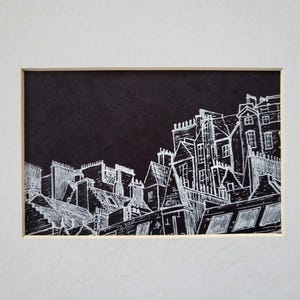 Edinburgh Rooftops Original Drawing, 4 x 6 in