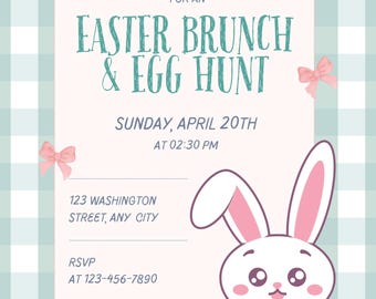 DIY Easter Party Invites - Customizable Template for Bunny Lovers, Printable & Editable, Instant Download