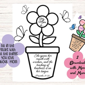 Muttertag druckbares Handwerk, christliche Muttertagsaktivität, Bibelmalseite, Muttertagsgeschenk, Geschenk für Mama, Sonntagsschule herunterladen