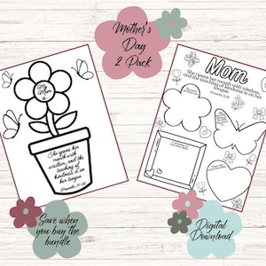 Mother&#39;s Day Coloring Pages: Bible Verse Activity (Digital Download)