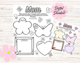 Mother's Day Coloring Page: All About My Mom Keepsake (Digital Download)
