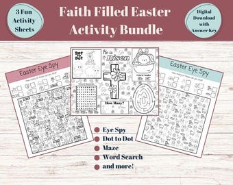 Faith Filled Easter Activity Bundle: Printable Puzzles (Digital Download)