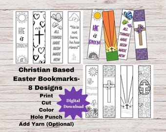 Easter Christian Coloring Bookmarks: Bible Craft Activity (Digital Download)