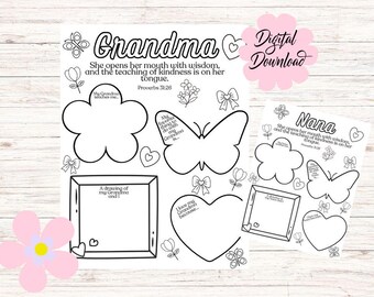 Grandma/Nana Mother's Day Coloring Page: Bible Verse Keepsake (Digital Download)