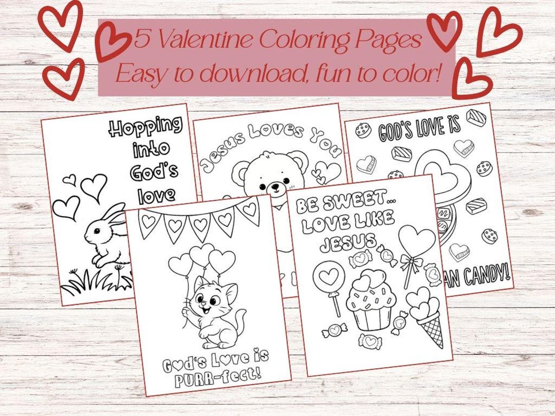 Christian Valentine's Day Coloring Pages: Sunday School Activity, Kids ...