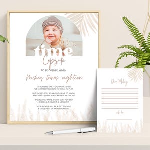 Boho Erster Geburtstag Zeitkapsel Foto Erster Geburtstag Andenken Gast Nachrichten Erster Geburtstag Fotoschild Boho Erster Geburtstag Poster Vorlage