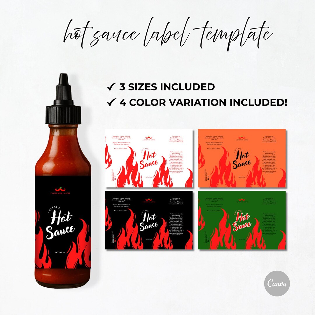 Editable Hot Sauce Label, Printable Hot Sauce Bottle Label, Hot Sauce