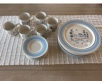 Yamaka Hearthside Museum Collection Primitif 20 pc set 7 plates saucers  6 mugs