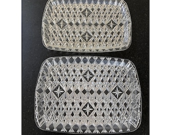 2 Vintage 1960's Serving Cake Trays Atomic Starburst 16" x 22"  Lucite