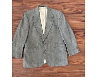 vintage Oscar de la Renta blazer sports coat glen plaid two-button 40S silk/wool