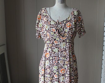 Benneton Liberty Style autumn floral Regency Era Look Bohemian Dress Rouje Style Floral Empire Dress