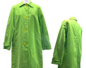 Harve Benard cotton trench coat jacket overcoat lime green