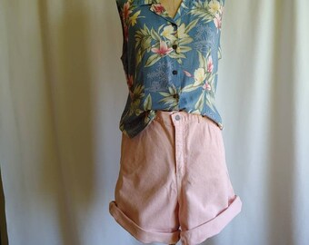 80s high waisted pastel pink Leigh Morgan denim shorts baggy XL XXL Plus Size