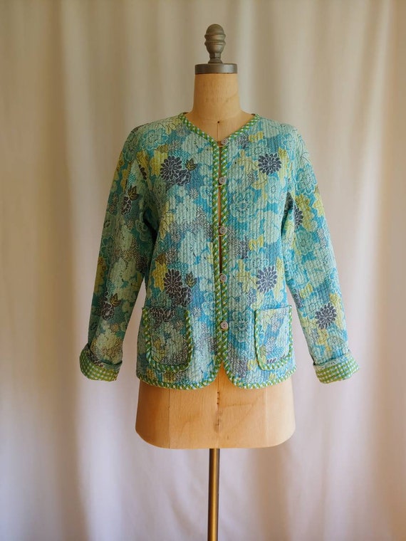 70s quilted jacket pure cotton cottagecore Asian … - image 2