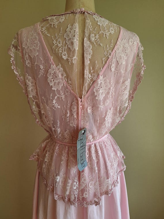 pink lace overlay dress Anastasie Midi Dress With Pink Lace Overlay XL / Pink