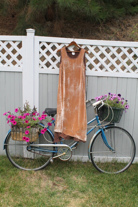 90s Silk Velvet Avant Garde Dress ~ Small ~ Emboss
