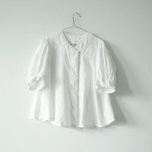 1910 white antique blouse puff Sleeve lace Shirt cotton Victorian Edwardian