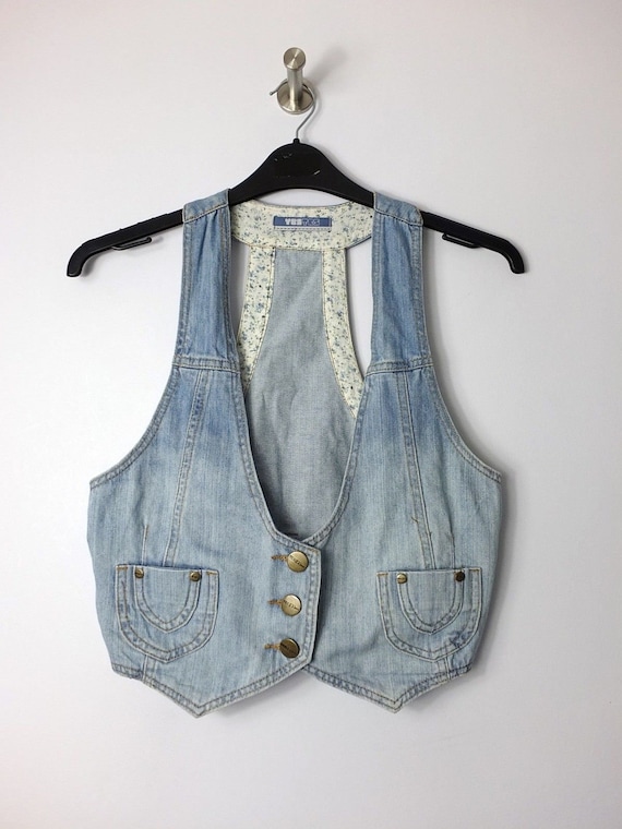 Stonewashed London Denim Vest - 36 inch bust - Flo