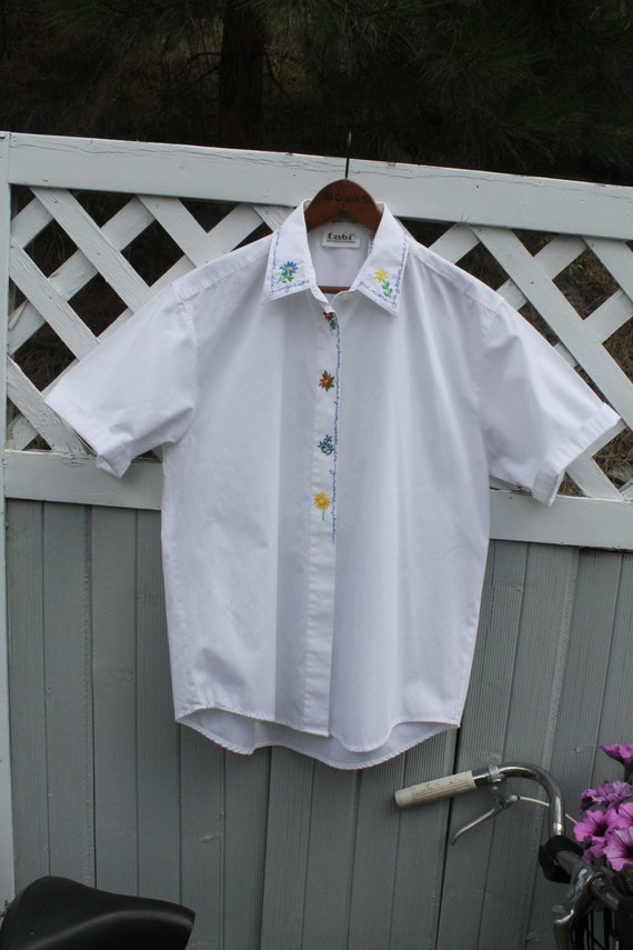 White Cotton Shirt, Embroidered White Shirt, Crisp