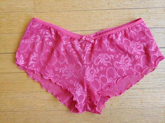 80s Mesh Lace Panties Mango Red Lace 