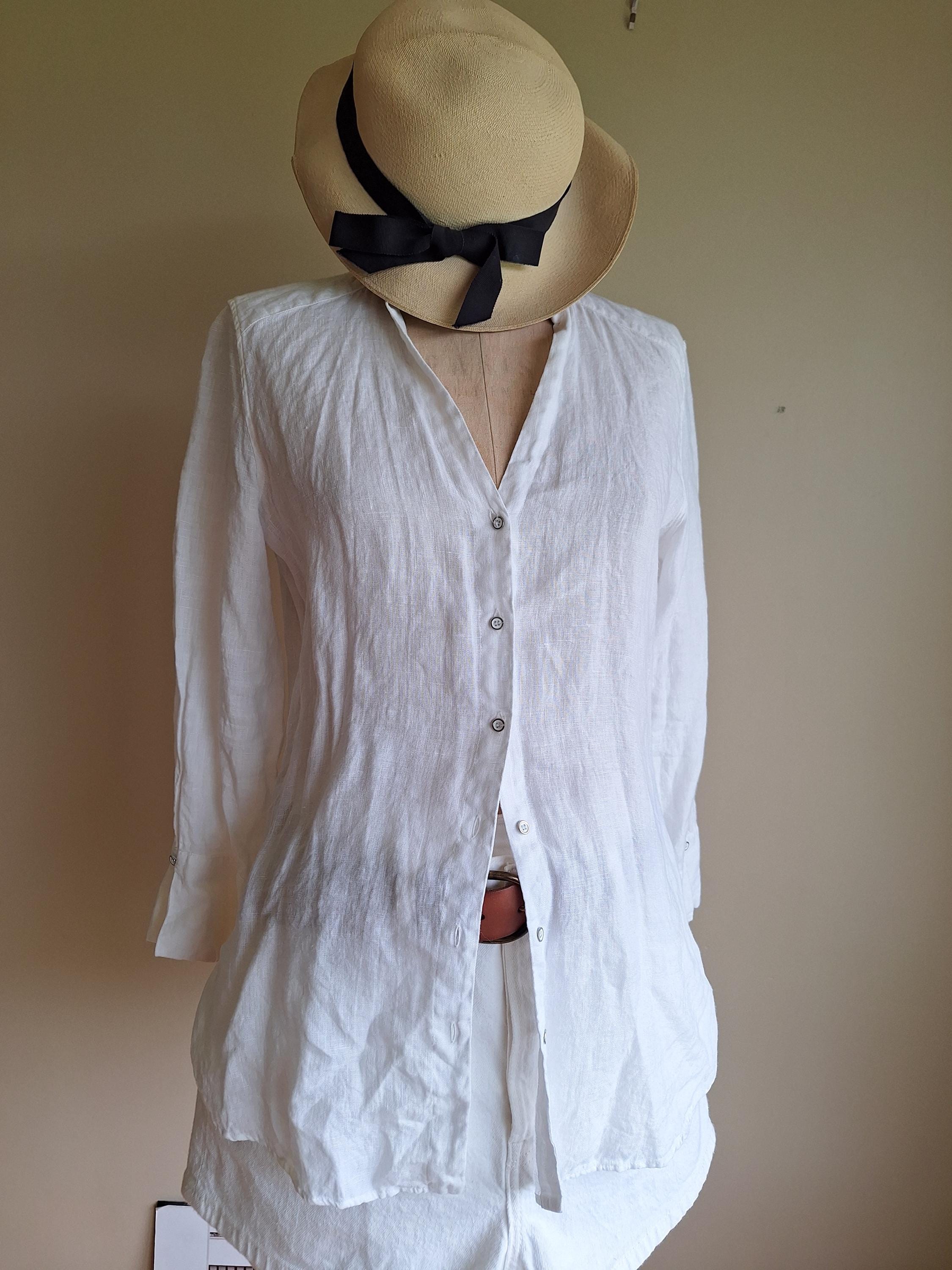 linen shirt minimal style small buttons small
