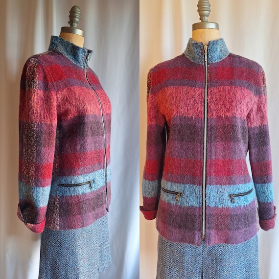 ジャケット・アウター 70's FRENCH VINTAGE WOOL TAILORED JACKET 1970s Vintage Tailored Wool Jacket in Light Blue With Golden